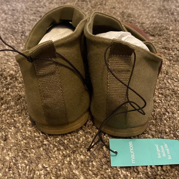 Maurices Women’s Open Toe Thong Sandals Olive Green Fabric To Ankle Sz 8.5 NWT - Picture 6 of 6